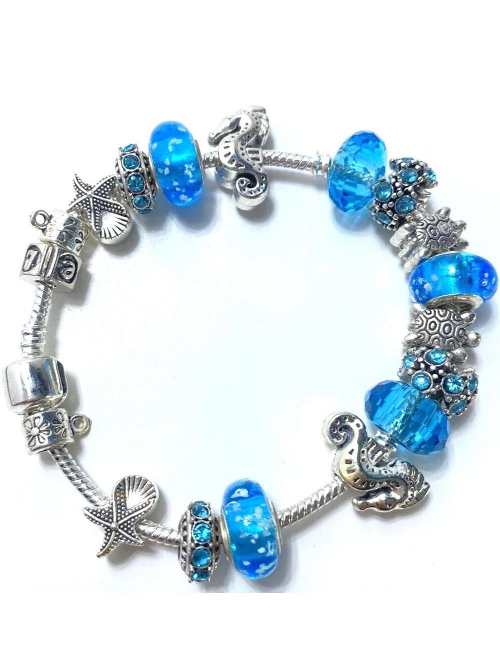 Ocean Blue Multiple Charm Bracelet Fashion Jewelry Accessories New